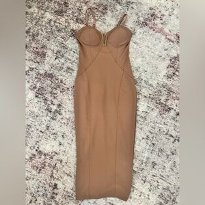 JLUXLABEL Brown Midi Dress